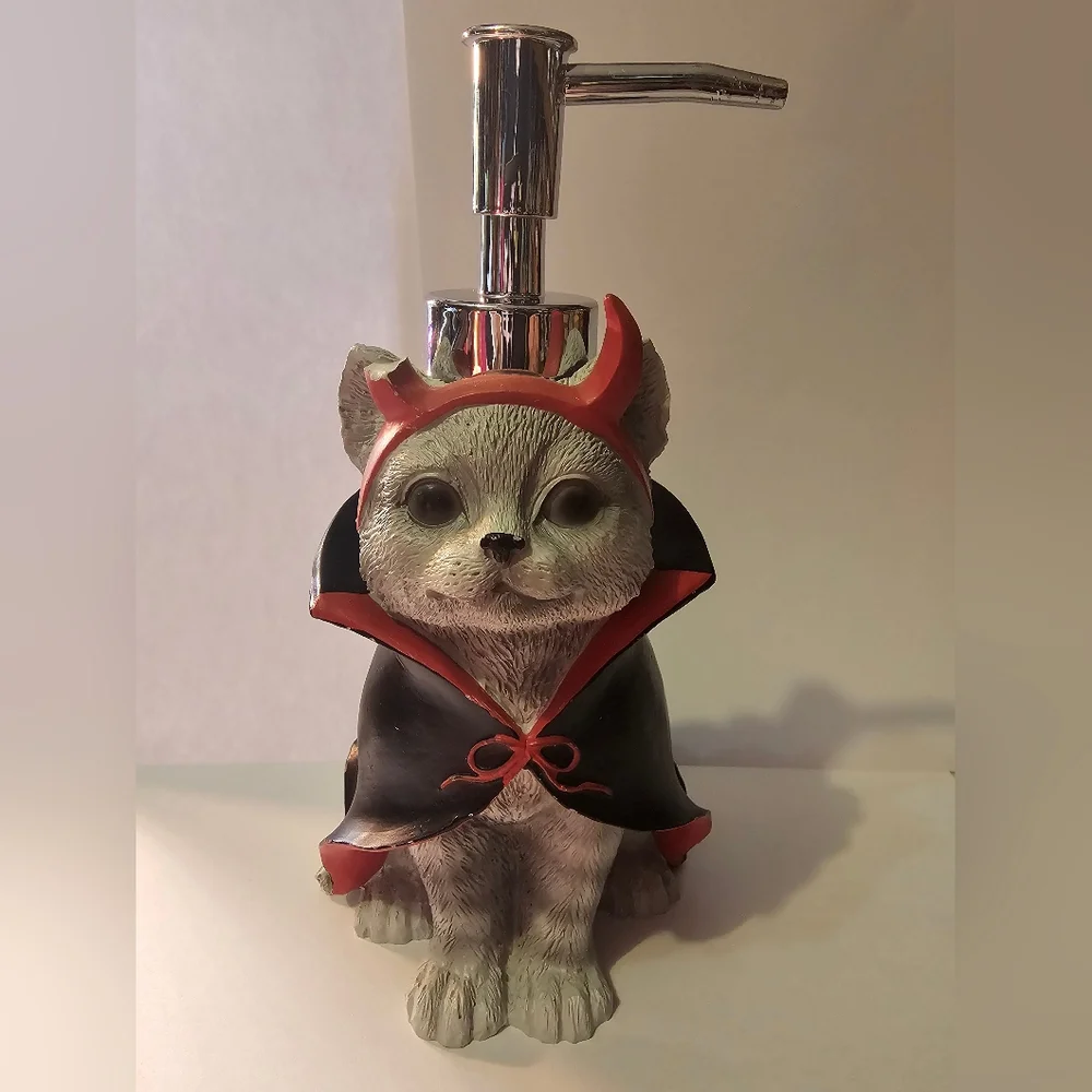 Devil kitty cat Halloween soap dispenser spooky cute adorable home decor